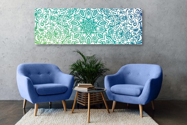 Stampa su tela – Mandala verde acqua