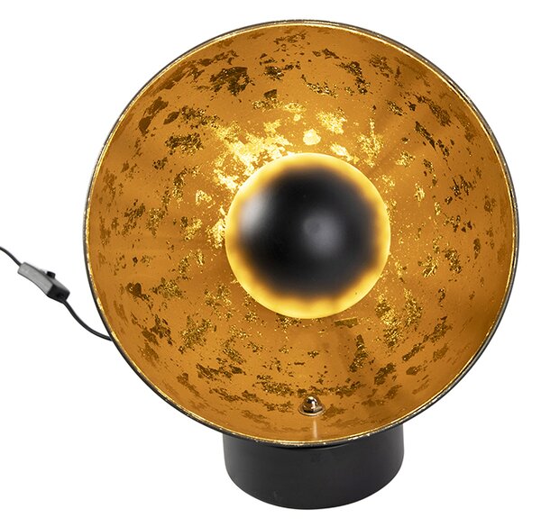 Lampada da tavolo industriale nera con interno dorato - Magna Eglip