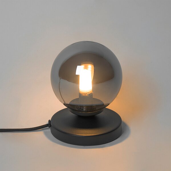 Lampada da tavolo moderna nera con vetro fumé - Athens