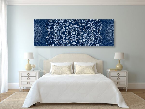 Quadro su tela – Mandala blu con motivo astratto