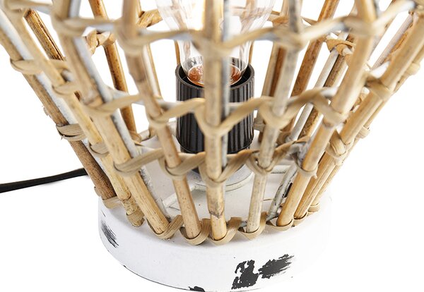 Lampada da tavolo rustica in bambù con bianco - Canna Diamond