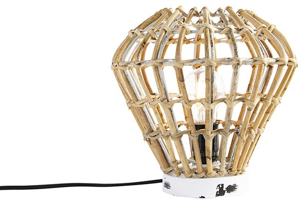 Lampada da tavolo rustica in bambù con bianco - Canna Diamond