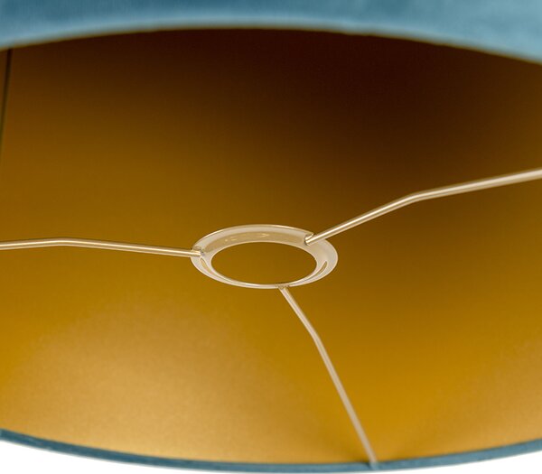 Paralume in velluto blu 40/40/40 con interno dorato