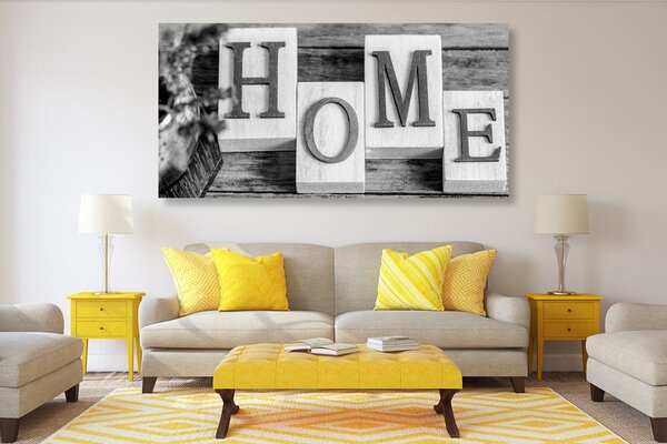 Quadro su tela – Lettere Home in bianco e nero