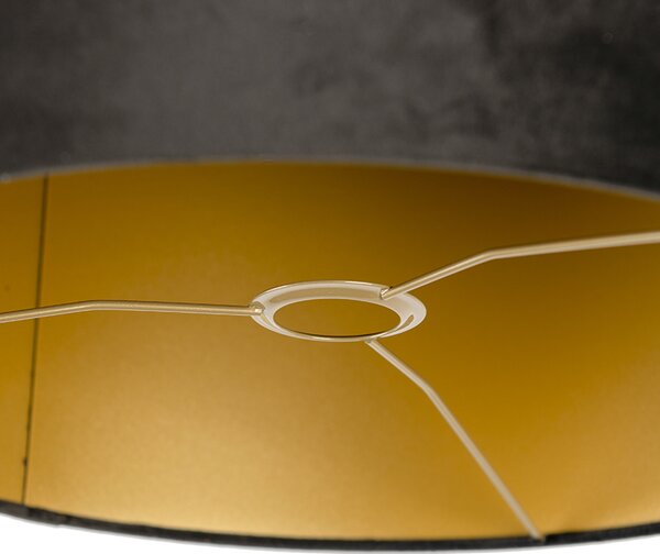 Paralume in velluto nero 40/40/40 con interno dorato