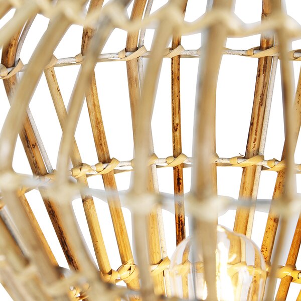 Lampada da terra rustica treppiede bambù con bianco - Canna Diamond