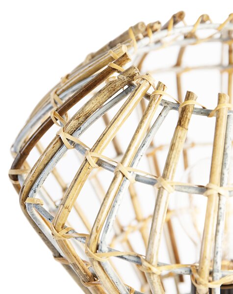 Lampada da tavolo rustica treppiede in bambù con bianco - Canna Diamond