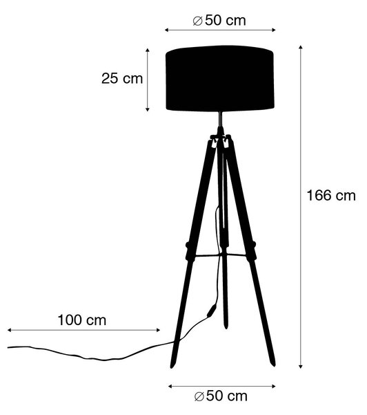 Lampada da terra vintage in ottone con paralume tripode bianco da 50 cm - Cortin