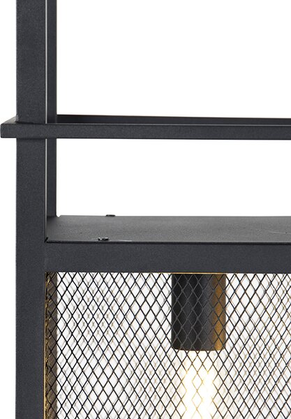 Lampada a sospensione industriale nera con rete 4 luci - Cage Rack