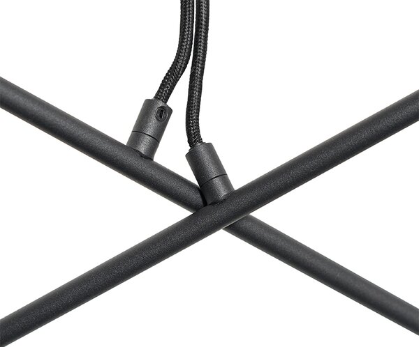 Lampada a sospensione nera con ottone e vetro fumé 6 luci - Vidro
