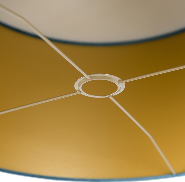 Paralume in velluto blu 50/50/25 con interno dorato