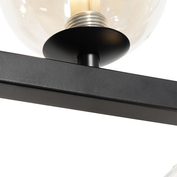 Lampadario Art Déco nero con vetro ambrato 8 luci - David