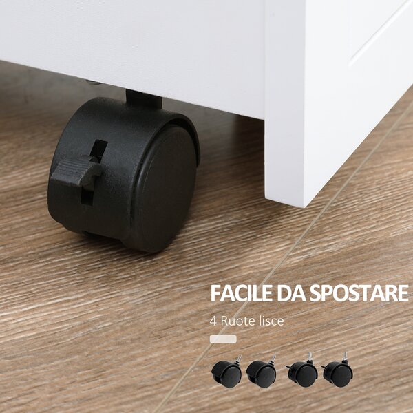 Kleankin Carrello Salvaspazio Multiuso in Legno MDF e Ruote, 42.5x20.3x66.7cm, Bianco|Aosom