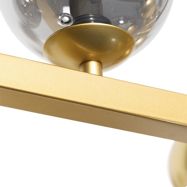Lampadario Art Déco oro con vetro fumé 8 luci - DAVID
