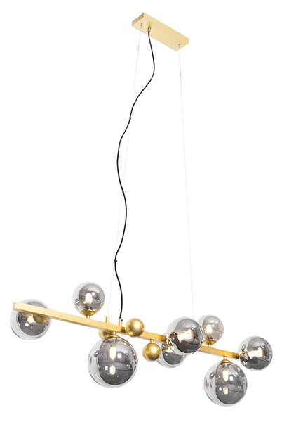 Lampadario Art Déco oro con vetro fumé 8 luci - DAVID