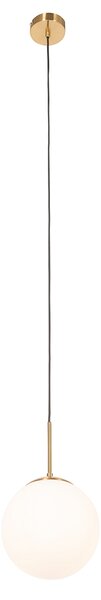 Lampada a sospensione Art Déco oro con vetro opale - Flore