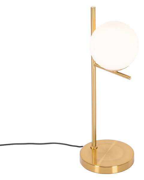 Lampada da tavolo Art Déco oro e vetro opale - Flore