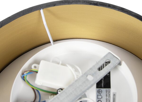 Plafoniera moderna grigia 30 cm con interno oro - Drum
