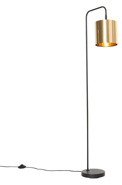 Lampada da terra moderna nera con oro - Lofty