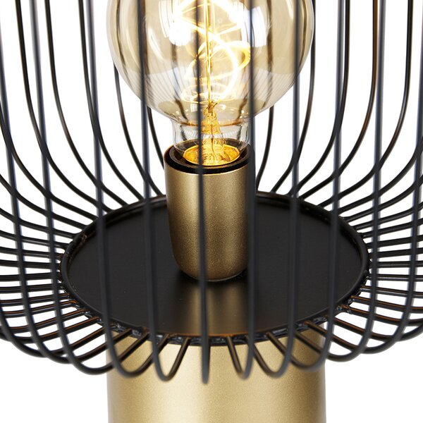 Lampada da terra di design nera con oro - Mayelle