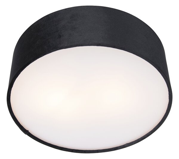 Plafoniera moderna nera 30 cm con interno oro - Drum