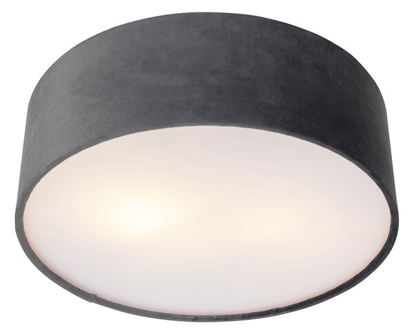 Plafoniera moderna grigia 30 cm con interno oro - Drum