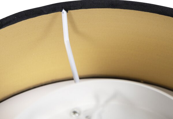 Plafoniera moderna nera 30 cm con interno oro - Drum
