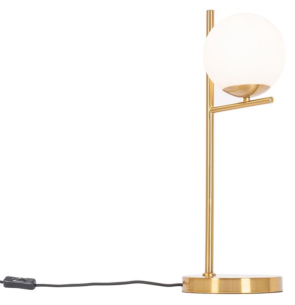 Lampada da tavolo Art Déco oro e vetro opale - Flore