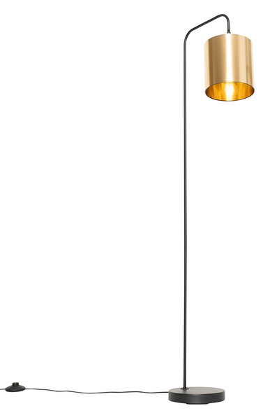 Lampada da terra moderna nera con oro - Lofty