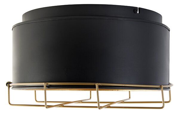Plafoniera industriale nera con oro 35 cm - Barril