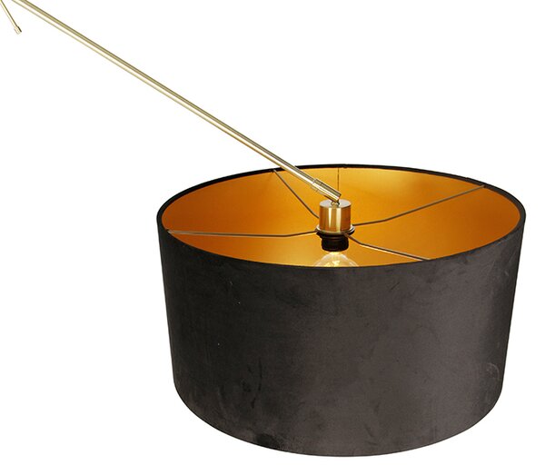 Lampada da terra moderna con paralume in velluto oro nero 50 cm - Editor