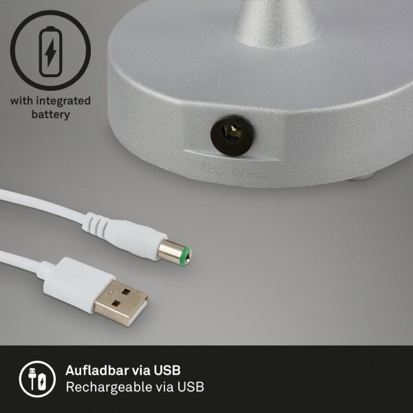 Brilo - LED Lampada da tavolo ricaricabile dimmerabile LED/3W/5V IP44 argento/beige