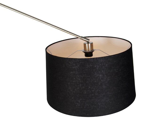 Lampada da terra moderna in acciaio con paralume in lino nero 45 cm - Editor