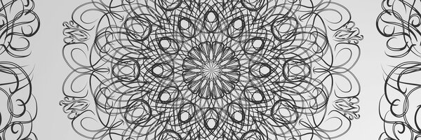 Stampa su tela – Mandala floreale astratta in bianco e nero