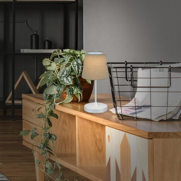 Brilo - LED Lampada da tavolo ricaricabile dimmerabile LED/3W/5V IP44 argento/beige