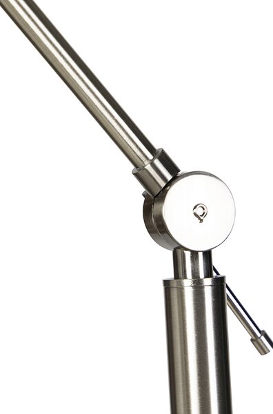 Lampada da terra moderna in acciaio con paralume in lino nero 45 cm - Editor