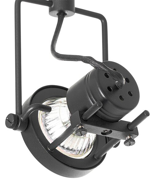 Sistema di illuminazione a binario moderno con 5 faretti nero 1 fase - Iconic Suplux