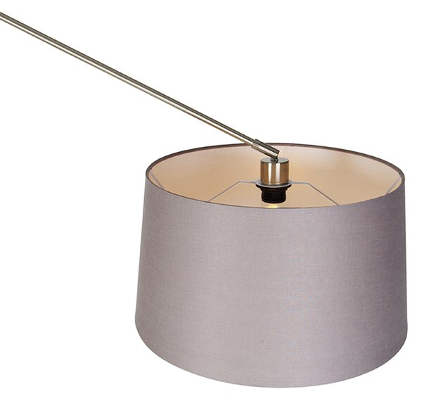 Lampada da terra moderna in acciaio con paralume grigio scuro 45 cm - Editor