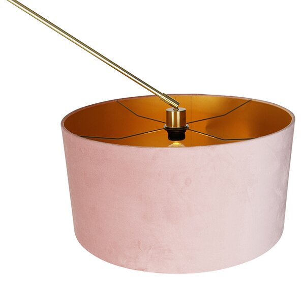 Lampada da terra moderna con paralume in velluto dorato rosa 50 cm - Editor