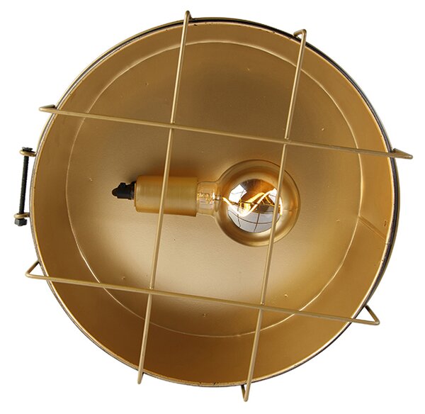 Plafoniera industriale nera con oro 35 cm - Barril