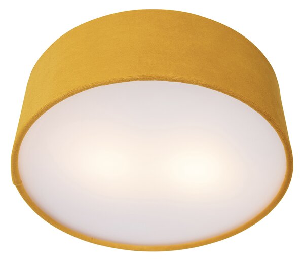 Plafoniera moderna gialla con interno dorato 30 cm - Drum