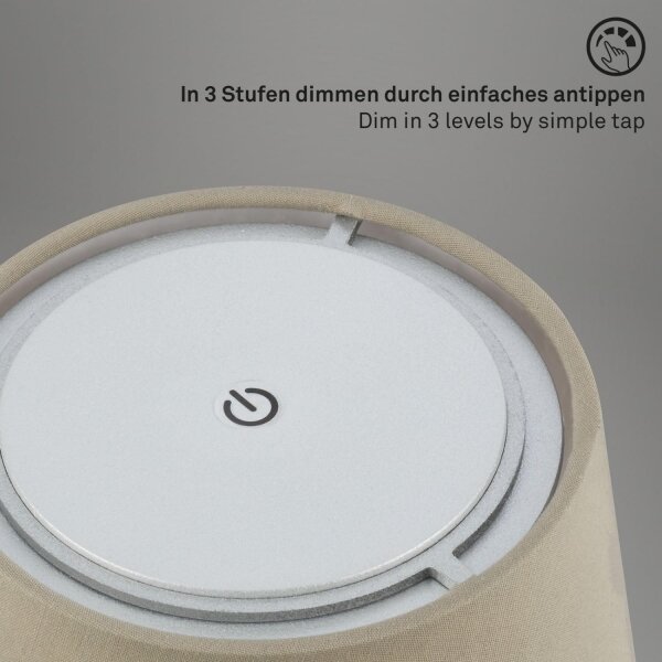 Brilo - LED Lampada da tavolo ricaricabile dimmerabile LED/3W/5V IP44 argento/beige
