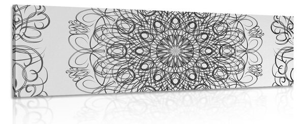 Stampa su tela – Mandala floreale astratta in bianco e nero