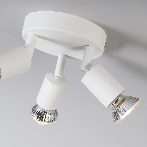 Faretto moderno bianco orientabile rotondo 3 luci - Jeany