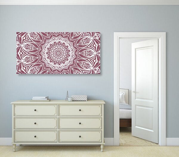 Quadro su tela – Mandala armonia su sfondo rosa