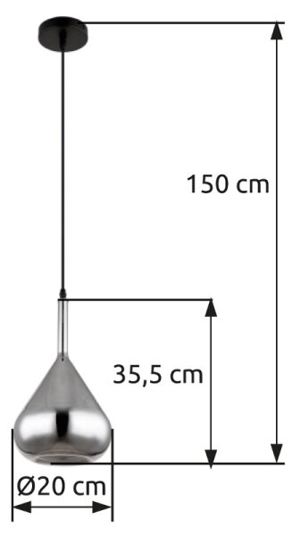Globo 15542 - Lampadario a sospensione con filo GEEKY 1xE27/60W/230V diametro 20 cm nero