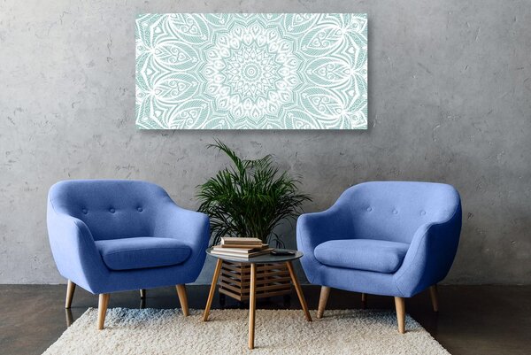 Quadro su tela – Mandala armonia su sfondo blu