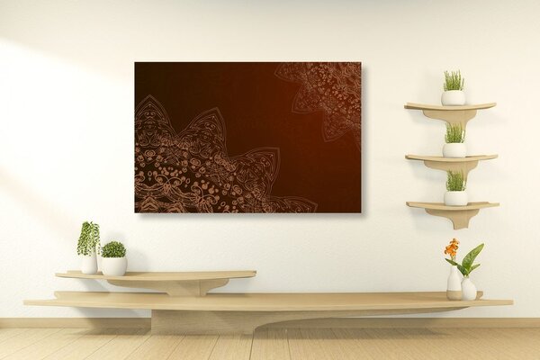 Quadro su tela – Elementi moderni di Mandala in sfumature di marrone