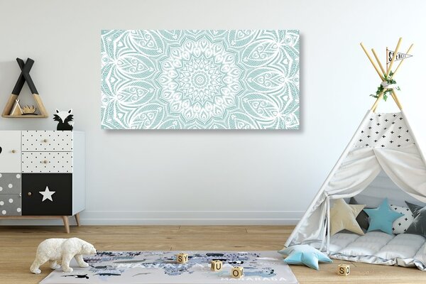 Quadro su tela – Mandala armonia su sfondo blu