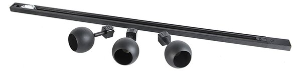 Sistema di illuminazione a binario moderno con 3 faretti neri monofase - Iconic Gissi